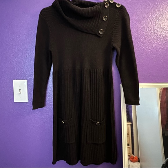 Short Long Sleeve Sweater Dress - Picture 1 of 2